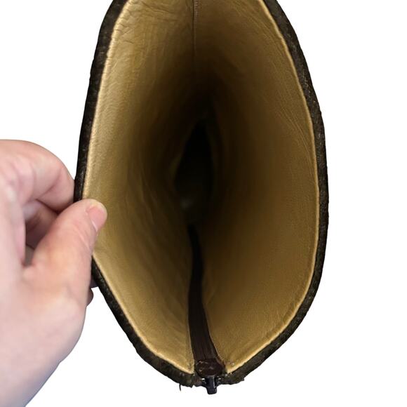 Velvet Embroidered Tall Floral Boots Brown Womens SZ7US/EU37.5 Boho Pointy Toe - Picture 8 of 8